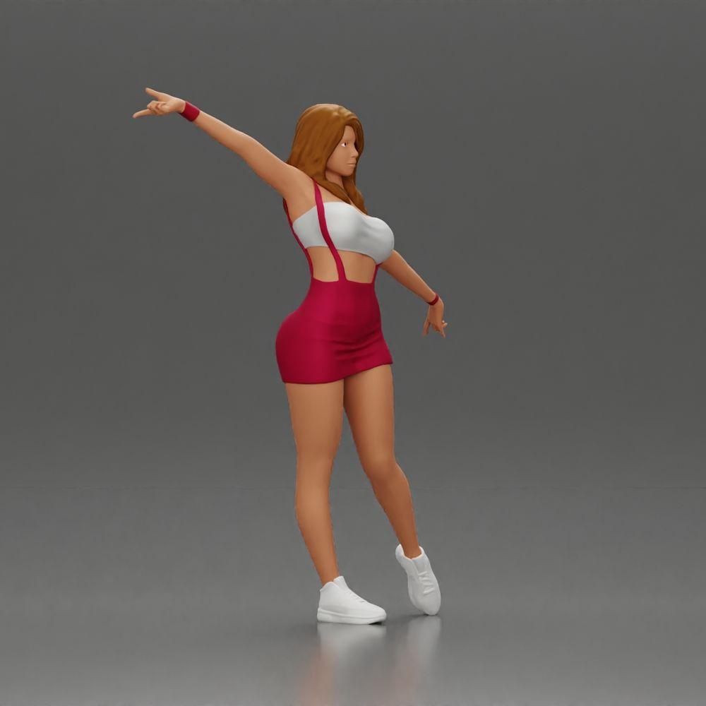 Diorama model building product photo 1: Diorama figure: dynamic woman in red sports outfit, standing pose, sneakers (Ref No. A124)