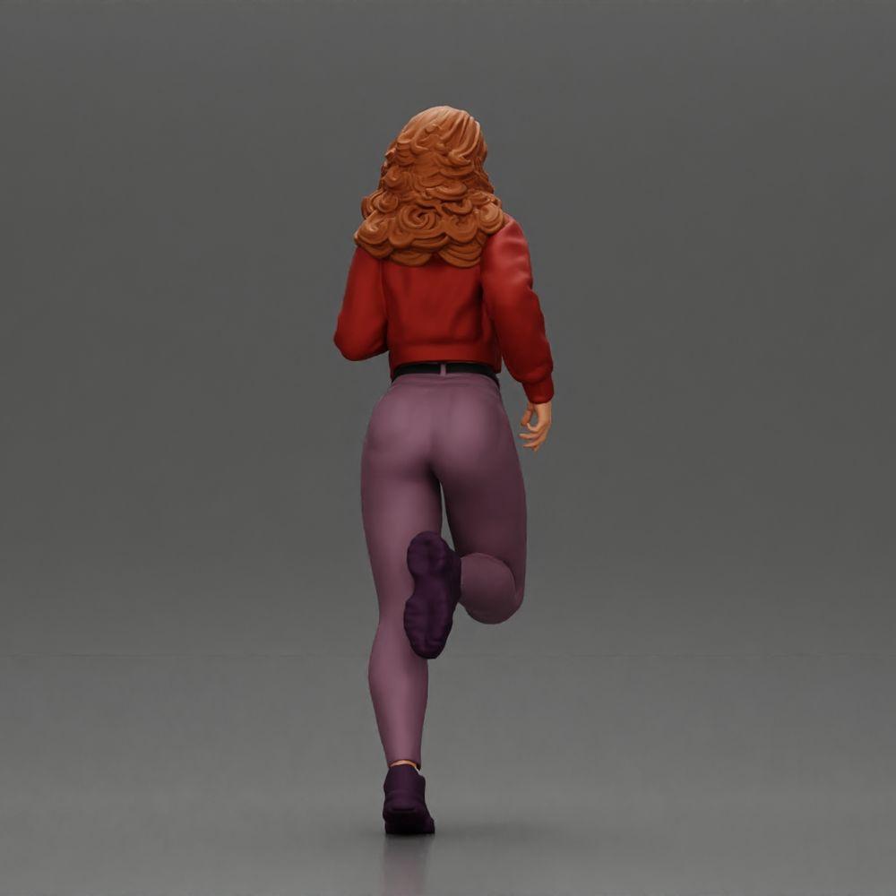 Diorama model building product photo 2: Diorama miniature figure: Running girl with long hair in jacket (Ref No. A96)