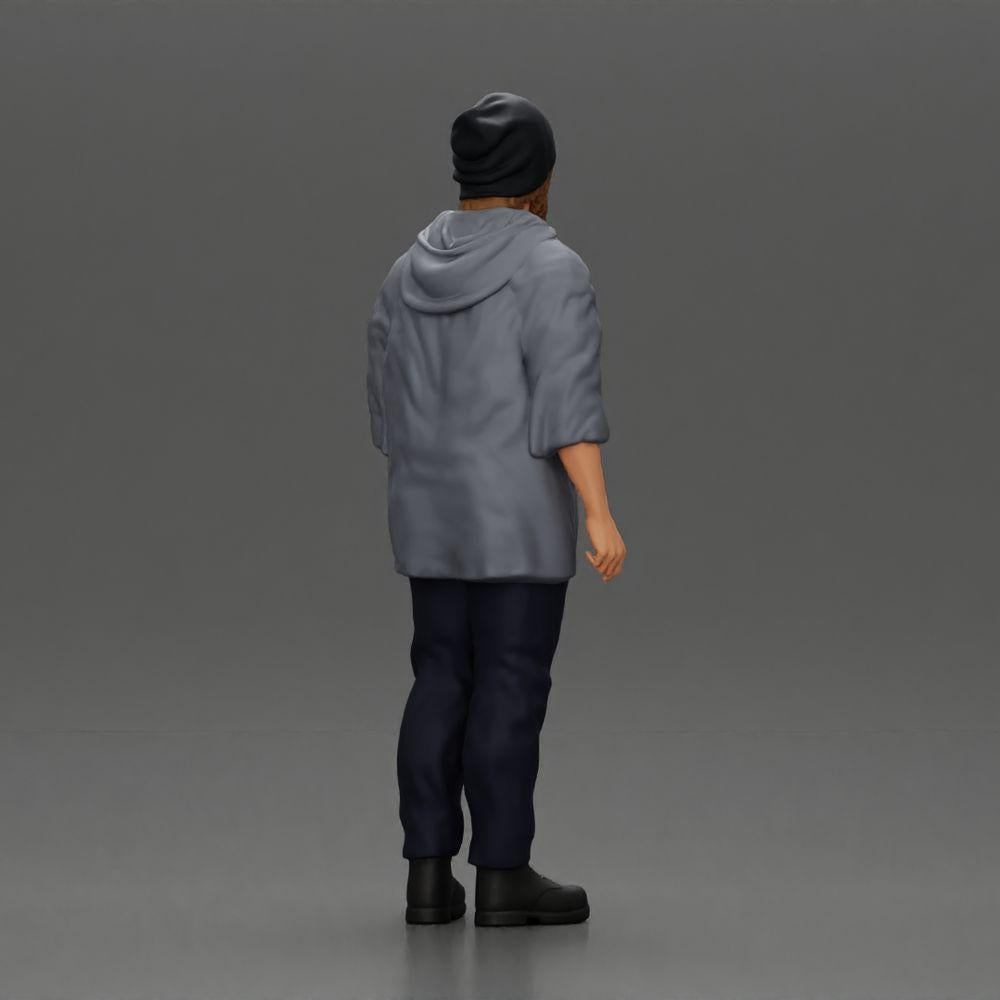 Diorama model building product photo 2: Standing figure: Man with cap & hoodie (Ref No. A100)