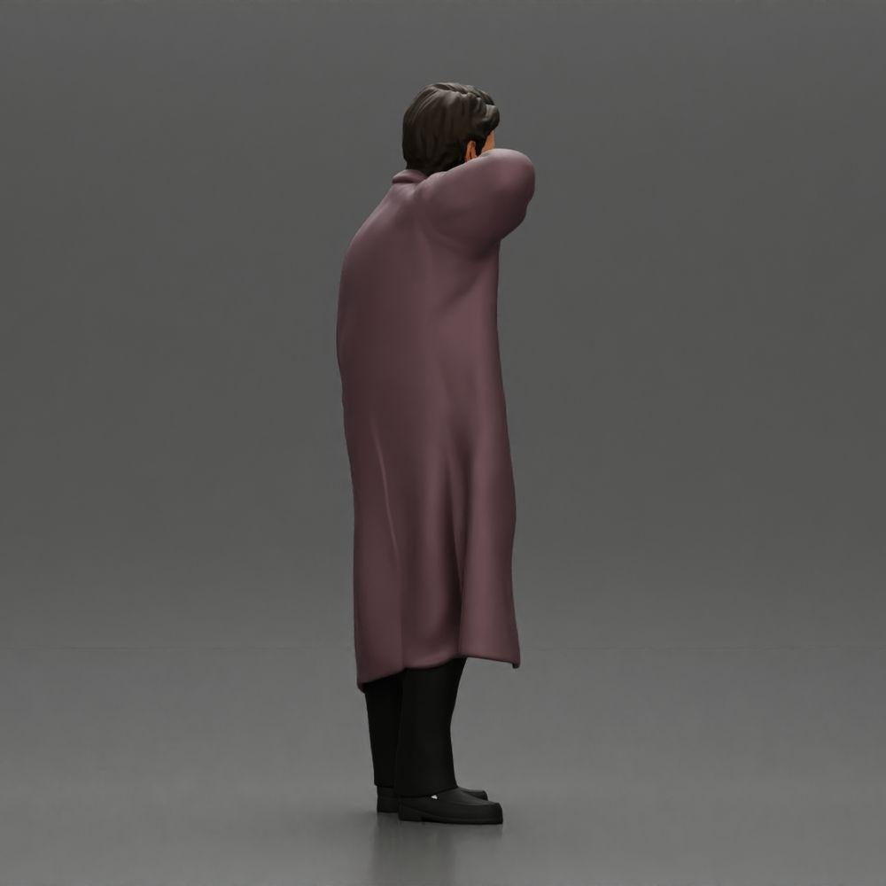 Diorama model building product photo 2: Diorama miniature: standing man with pointed beard, open coat, hand on chin (Ref No. A98)