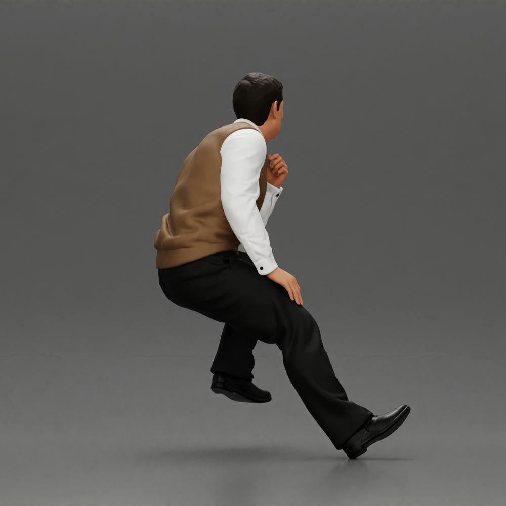 Diorama model building product photo 2: Diorama sitting figure: Turkish man with tie and vest, half kneeling (Ref No. A72)