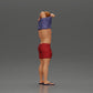 Diorama model building product photo 2: Standing miniature: muscular man in shorts pulling T-shirt over his head (Ref No. A90)