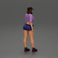 Diorama model building product photo 2: Diorama miniature: Female figure in cap, knotted shirt & shorts, waiting (Ref No. A104)