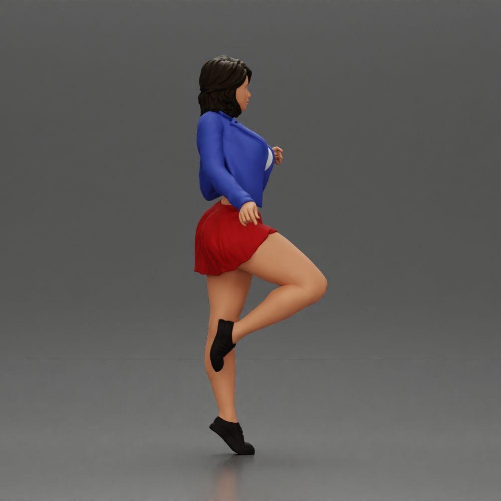 Diorama model building product photo 2: Miniature: Confident woman in short jacket and mini skirt, dynamic pose (Ref No. A139)
