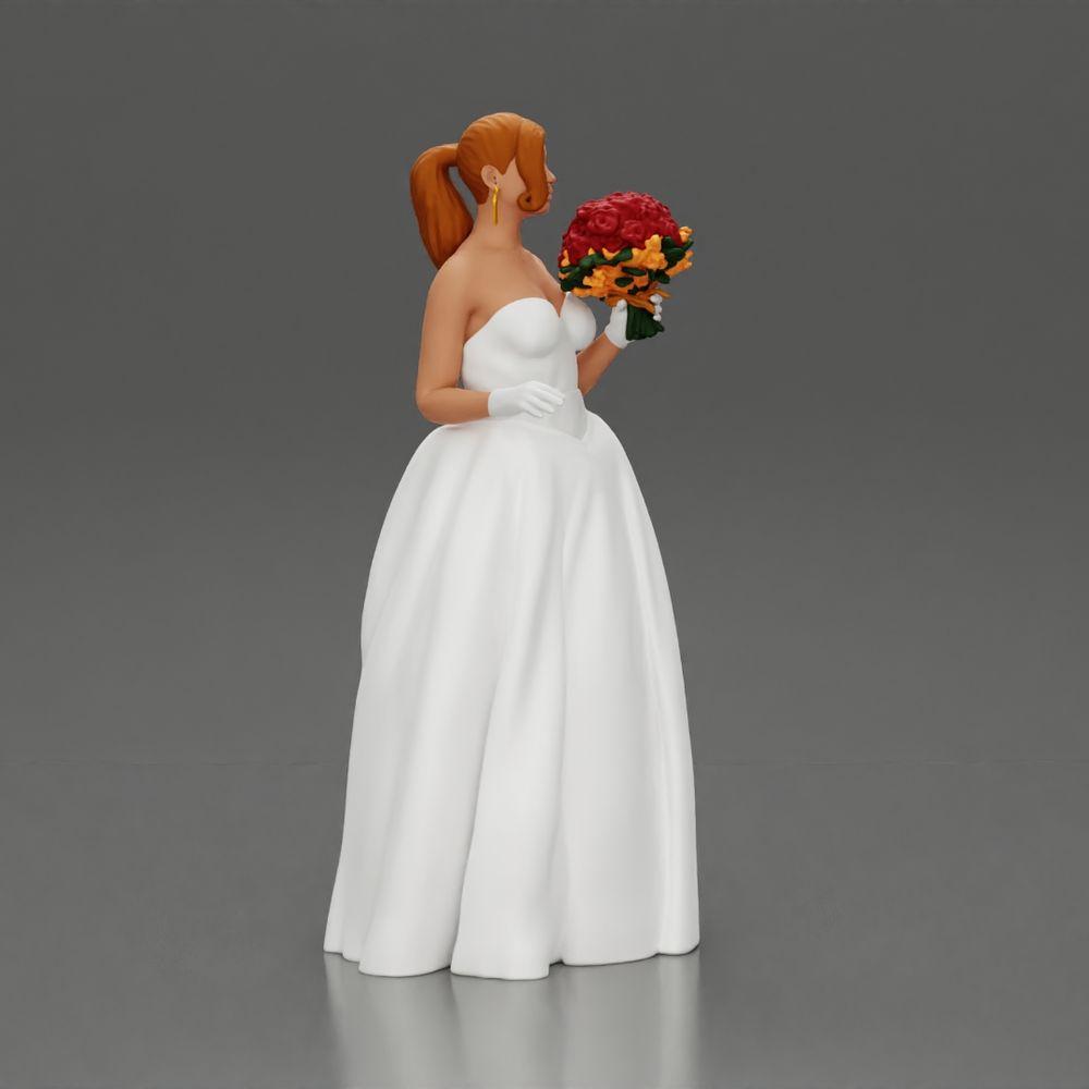 Diorama model building product photo 2: Diorama figure: miniature bride in floor-length white dress with bouquet (Ref No. A132)