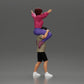 Diorama model building product photo 2: miniature figure: man in shorts carrying girlfriend on shoulders, posing couple (Ref No. A76)