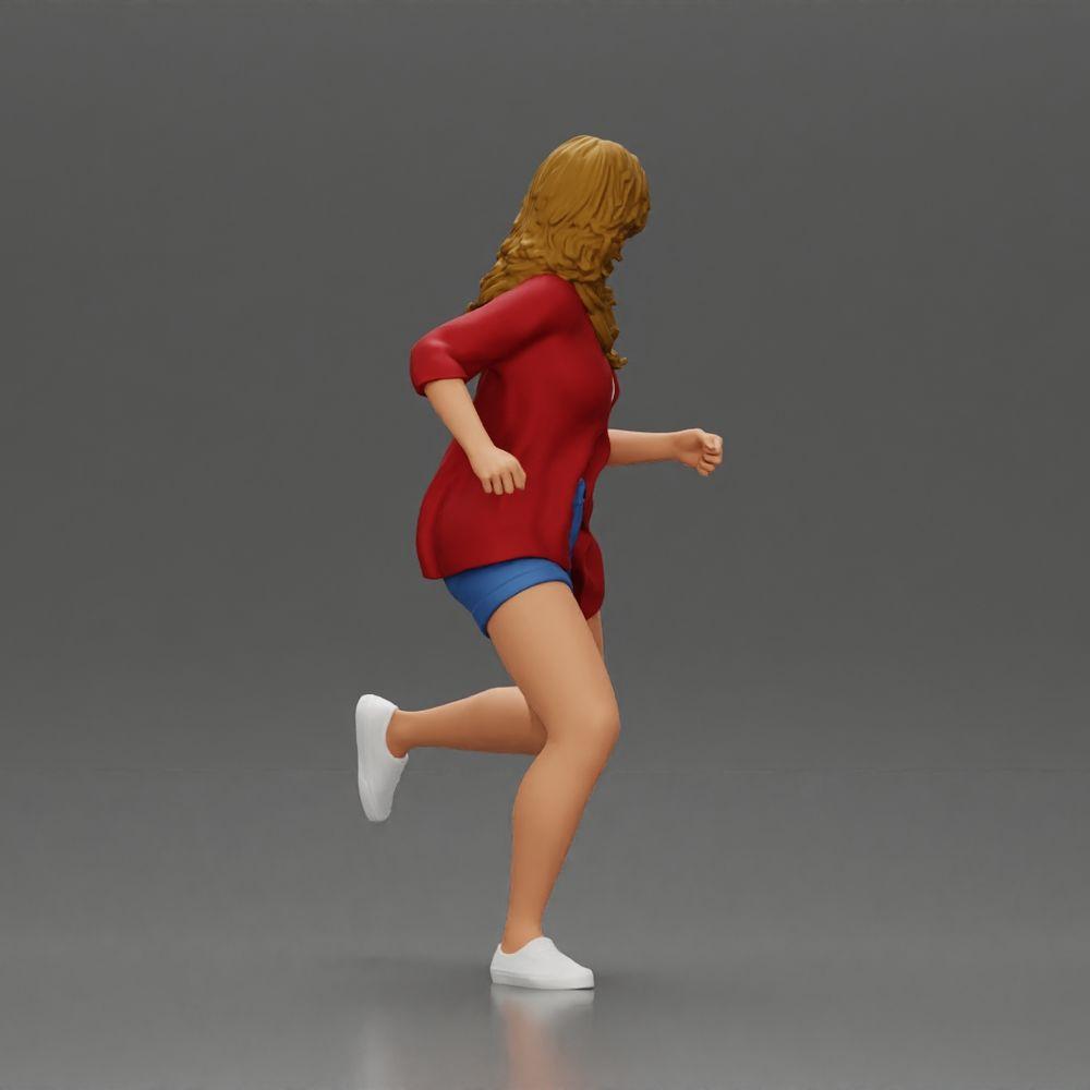 Diorama model building product photo 2: Diorama figure: Running young woman in open shirt & shorts, determined (Ref No. A102)