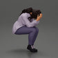 Diorama model building product photo 2: miniature figure: sad girl with puff sleeves, sitting, face in hands (Ref No. A88)