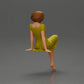 Diorama model building product photo 2: Diorama miniature figure: Sitting woman in a dress, barefoot, short hair in the wind (Ref No. A95)