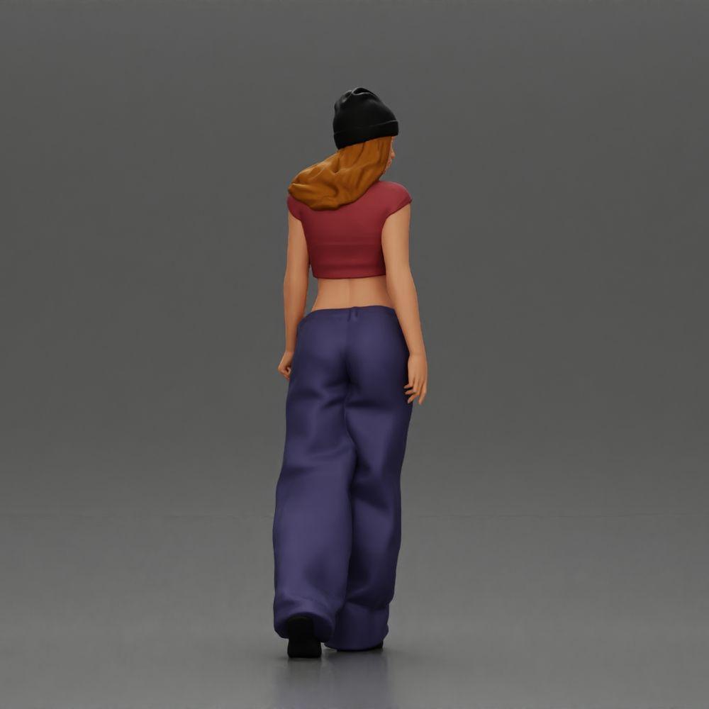 Diorama model building product photo 2: miniature figure: Hip-Hop lowrider woman with cap, crop top & baggy pants (Ref No. A103)