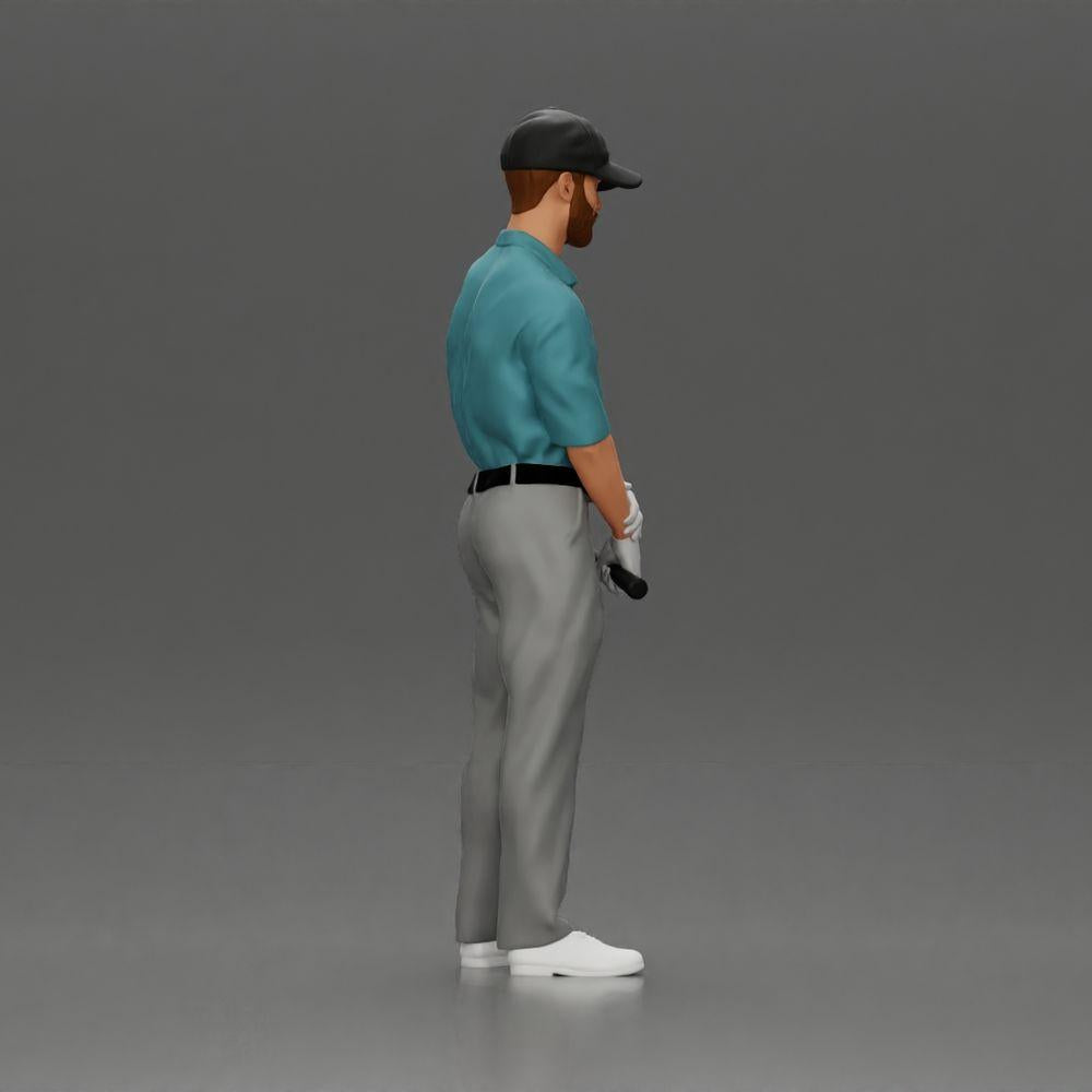 Diorama model building product photo 2: Diorama figure: standing miniature golfer with cap, glove, and golf club - diorama figure (Ref No. A143)