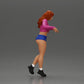 Diorama model building product photo 2: female diorama figure in mini skirt and shorts, standing at the edge of the stairs (Ref No. A73)