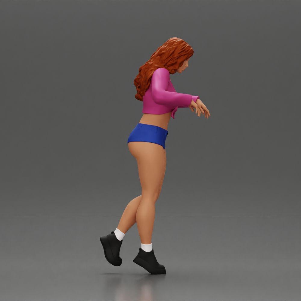 Diorama model building product photo 2: female diorama figure in mini skirt and shorts, standing at the edge of the stairs (Ref No. A73)