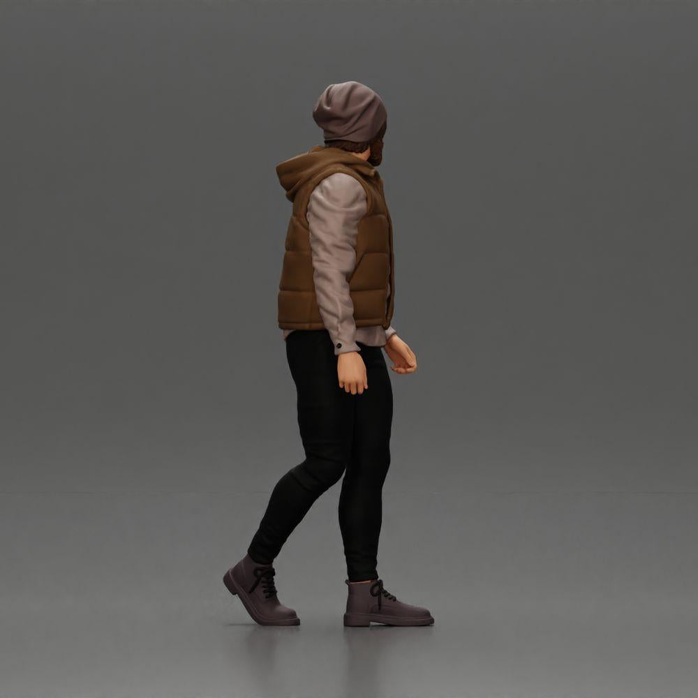 Diorama model building product photo 2: Diorama figure: Bearded man in winter clothing, walking - Diorama miniature (Ref No. A129)