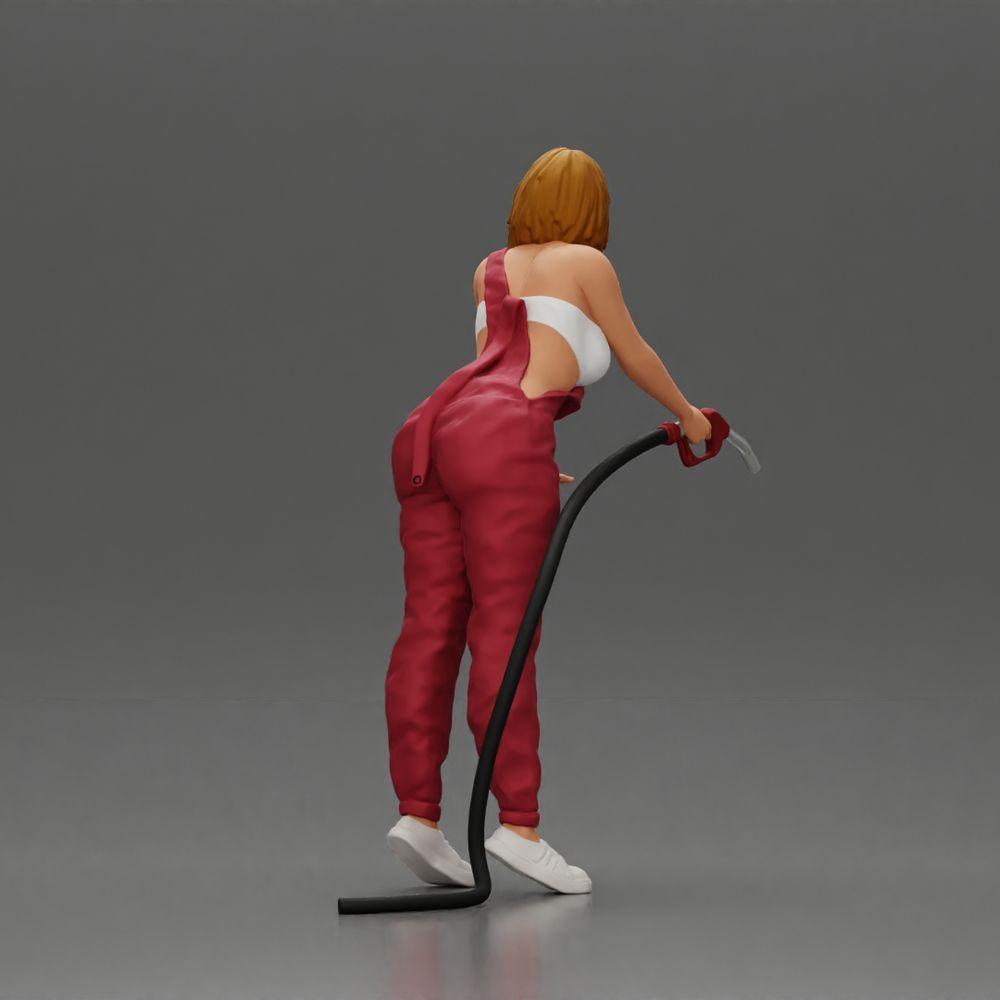 Diorama model building product photo 3: Diorama figure: mechanic with fuel nozzle in red overalls - standing diorama miniature (Ref No. A136)