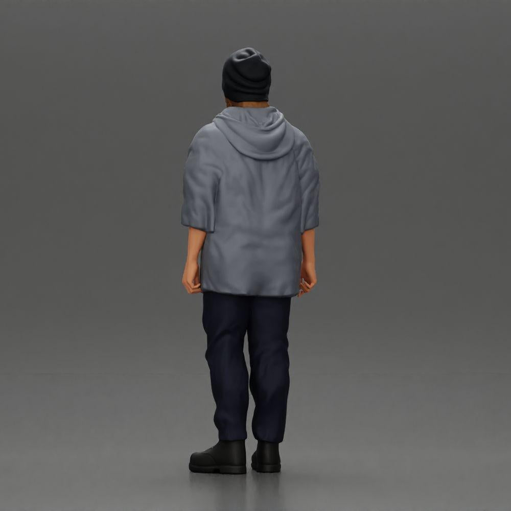 Diorama model building product photo 3: Standing figure: Man with cap & hoodie (Ref No. A100)