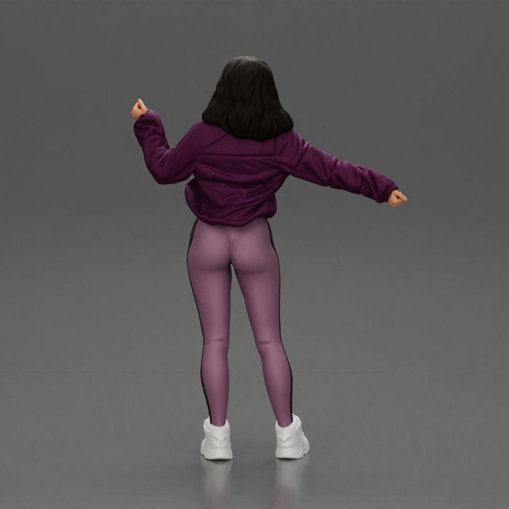 Diorama model building product photo 3: Diorama miniature: Woman in open jacket, cropped top, and tight pants (Ref No. A114)