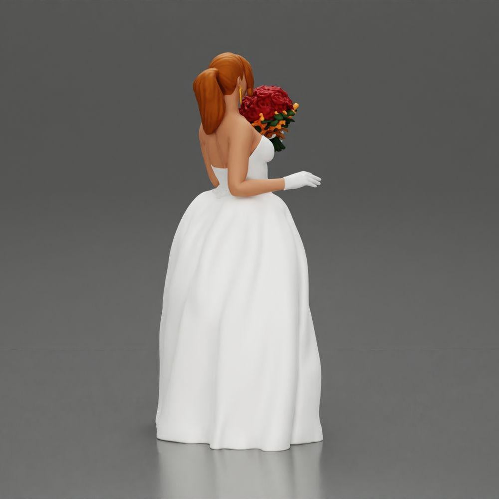 Diorama model building product photo 3: Diorama figure: miniature bride in a floor-length white dress with bouquet (Ref No. A132)