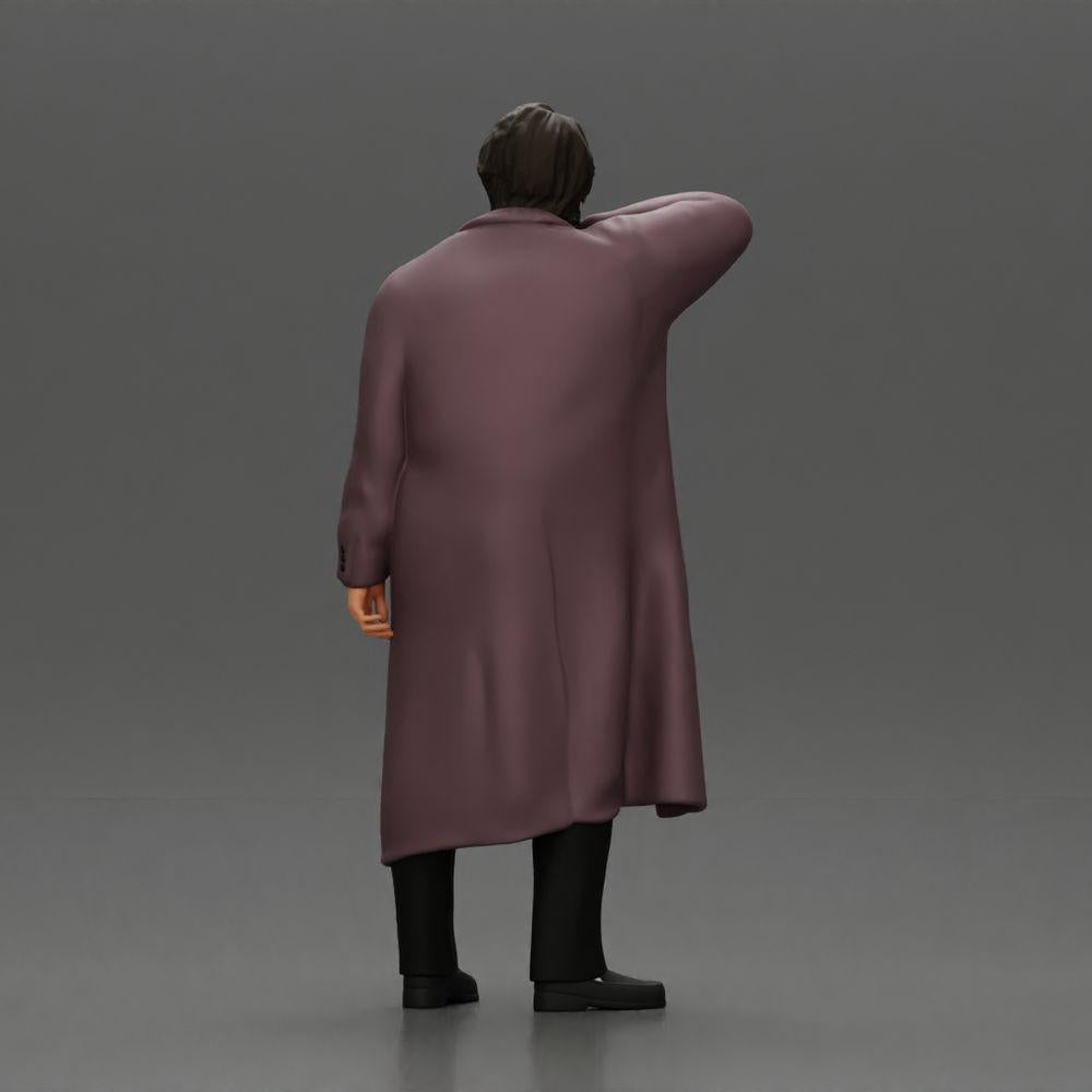 Diorama model building product photo 3: Diorama miniature: standing man with pointed beard, open coat, hand on chin (Ref No. A98)