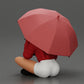 Diorama model building product photo 3: Diorama miniature: Sitting woman in jacket and shorts with open umbrella (Ref No. A85)