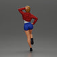 Diorama model building product photo 3: Female miniature with short hair, jacket & shorts, leaning against a car (Ref No. A67)