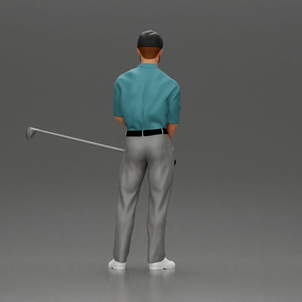 Diorama model building product photo 3: Diorama figure: Miniature golfer standing with cap, glove, and golf club - diorama figure (Ref No. A143)