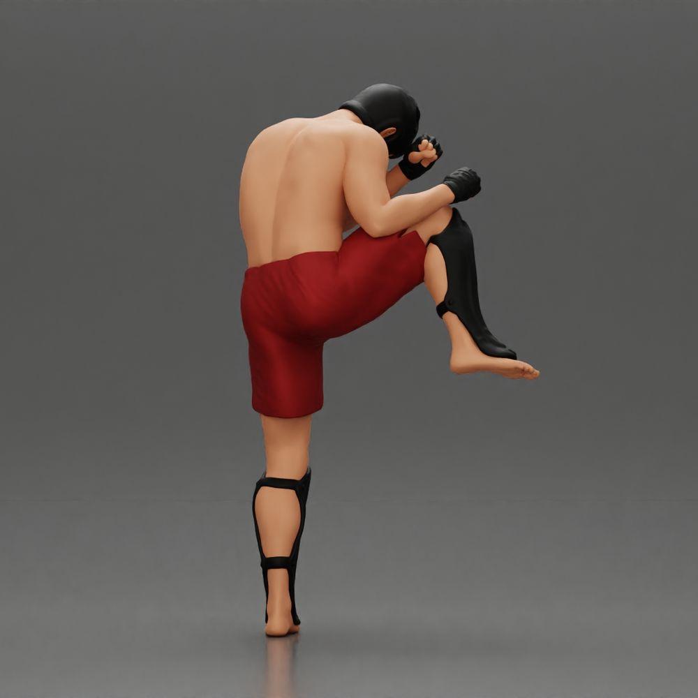 Diorama model building product photo 3: Diorama figure: martial arts miniature, kicking pose with headgear, gloves & shin guards (Ref No. A122)