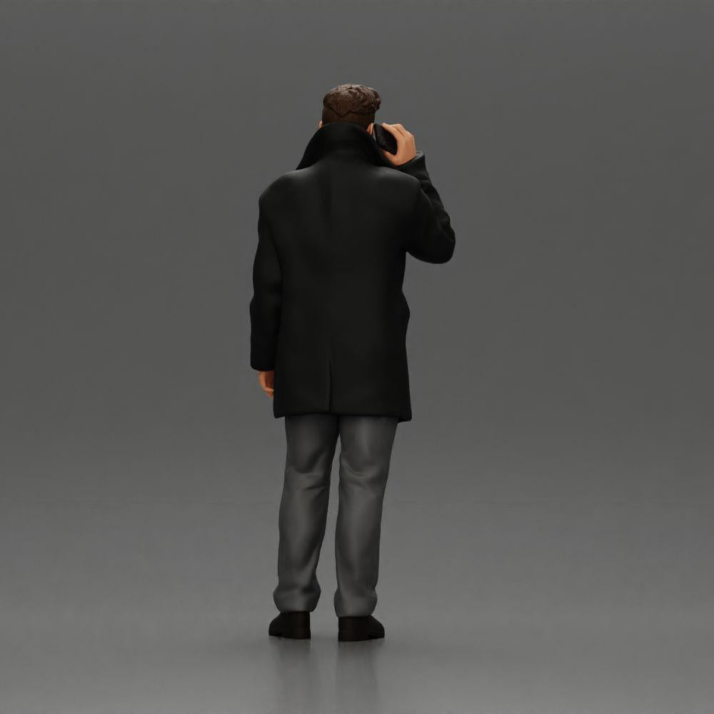 Diorama model building product photo 3: Diorama figure - Turkish man in coat with turtleneck sweater, on the phone (Ref No. A78)