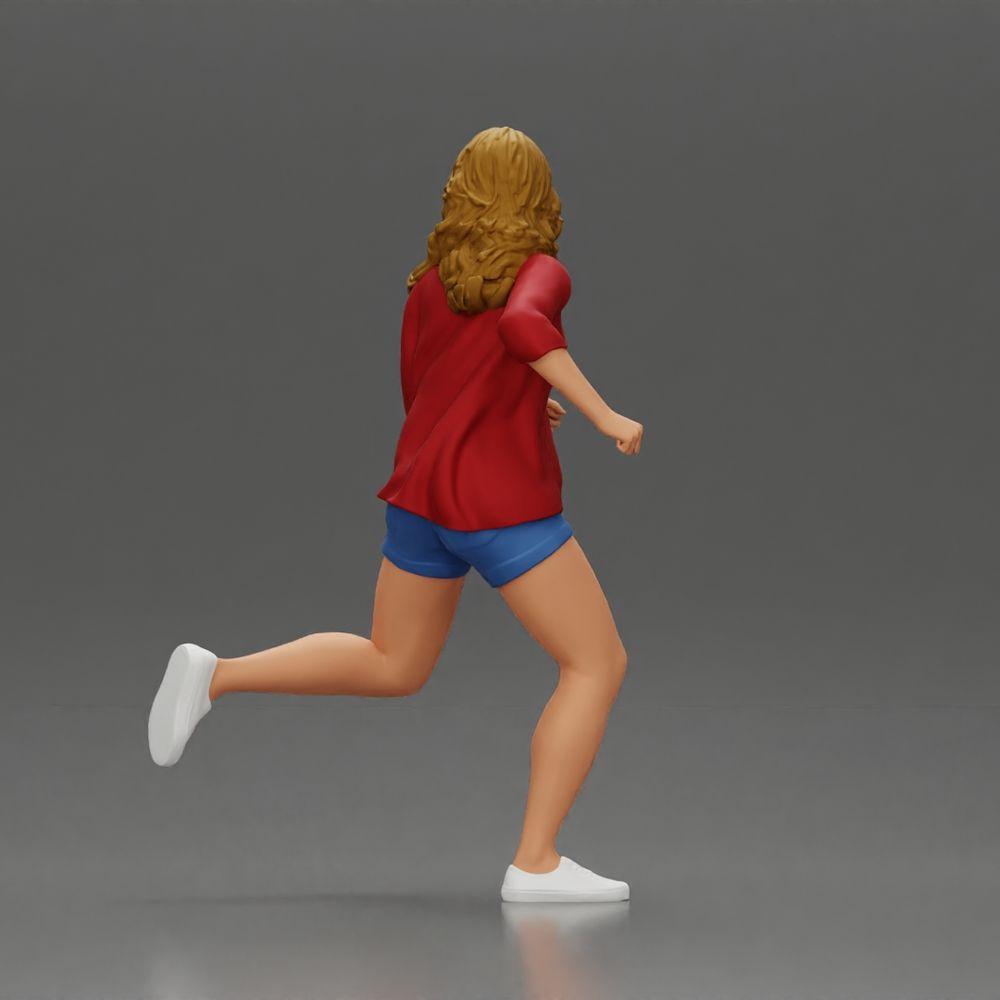 Diorama model building product photo 3: Diorama figure: Running young woman with open shirt & shorts, determined (Ref No. A102)