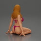 Diorama model building product photo 3: Kneeling miniature figure woman in bikini, sitting on flat base - beach diorama (Ref No. A83)