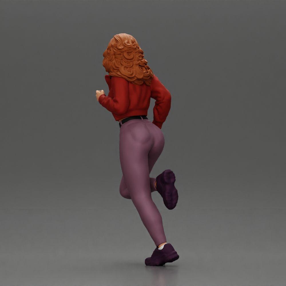 Diorama model building product photo 3: Diorama miniature figure: Running girl with long hair in jacket (Ref No. A96)
