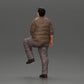 Diorama model building product photo 3: miniature figure: stout Asian man, looking up, in shirt, foot on step (Ref No. A101)