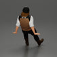 Diorama model building product photo 3: Sitting miniature figure, man in historical clothing with hat and suspenders (Ref No. A84)