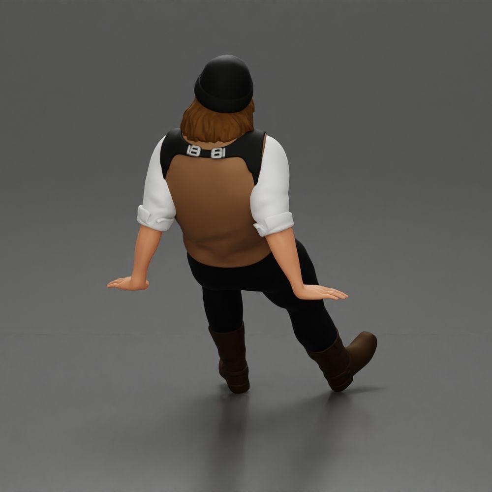 Diorama model building product photo 3: Sitting miniature figure, man in historical clothing with hat and suspenders (Ref No. A84)