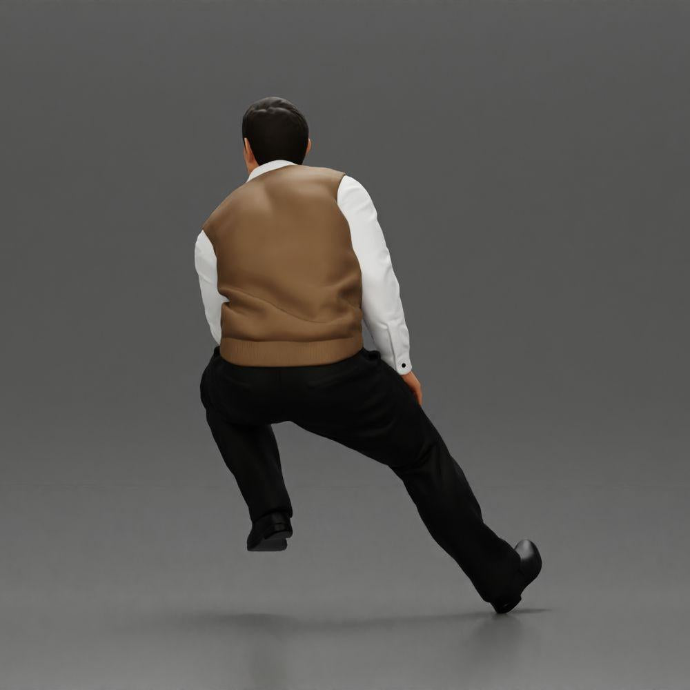Diorama model building product photo 3: Diorama seated figure: Turkish man with tie and sweater vest, half kneeling (Ref No. A72)