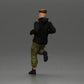 Diorama model building product photo 3: miniature figure: man with hoodie & cargo pants, casual leaning pose (Ref No. A142)