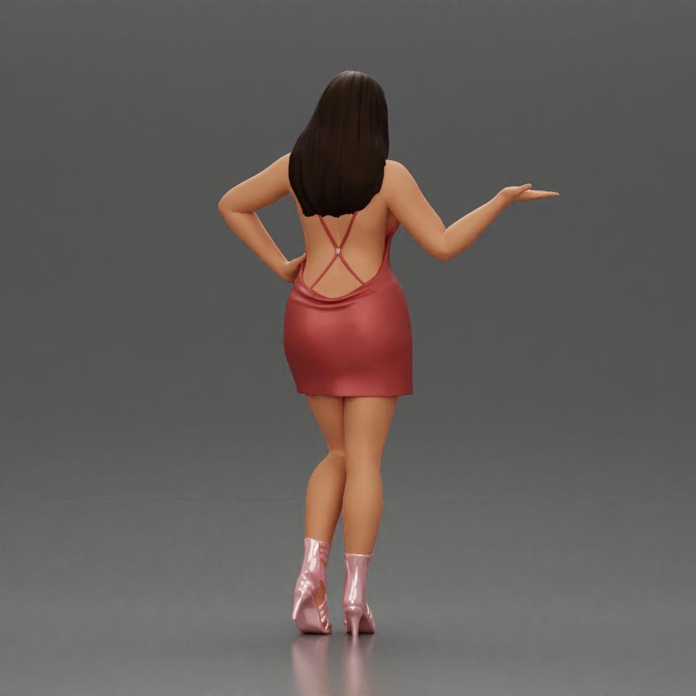 Diorama model building product photo 3: Diorama figure: elegant woman in mini dress, outstretched hand, necklace (Ref No. A118)