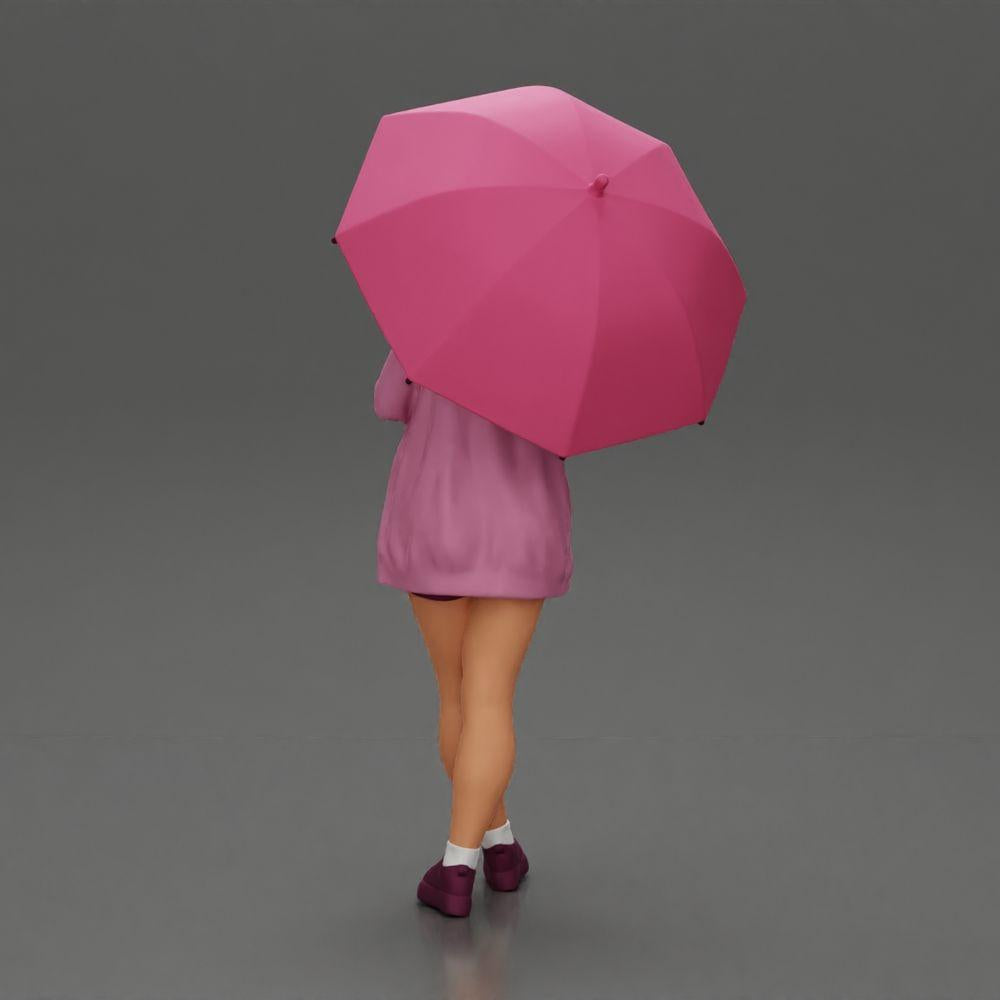 Diorama model building product photo 3: Female diorama figure in open cardigan and shorts with umbrella (Ref No. A92)