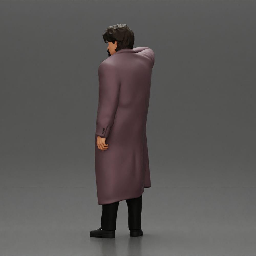 Diorama model building product photo 4: Diorama miniature: standing man with pointed beard, open coat, hand on chin (Ref No. A98)