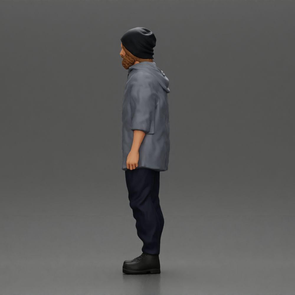 Diorama model building product photo 4: Standing figure: Man with cap & hoodie (Ref No. A100)