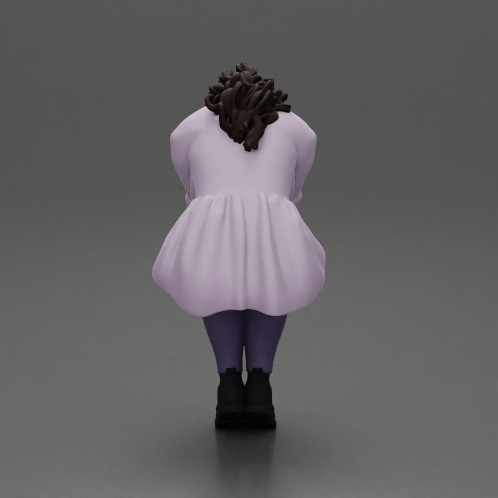 Diorama model building product photo 4: miniature figure: sad girl with puff sleeves, sitting, face in hands (Ref No. A88)