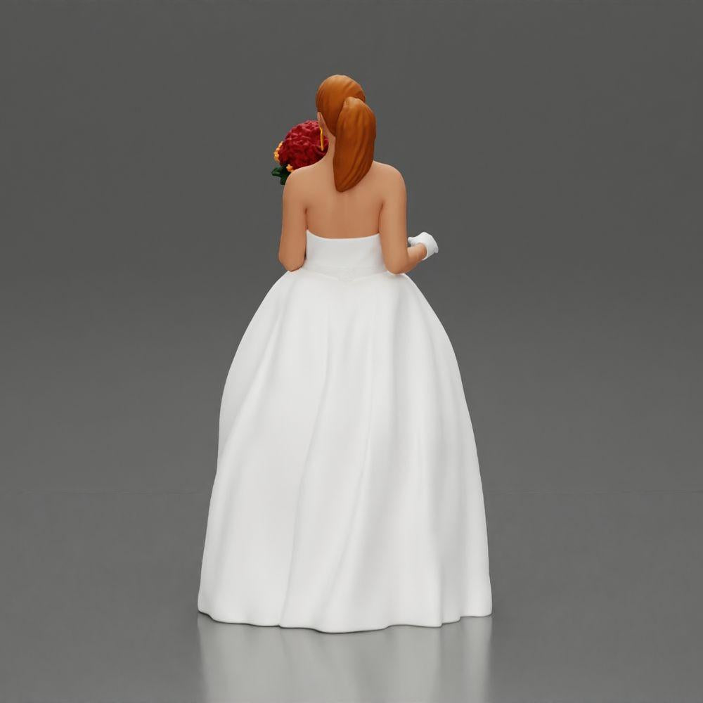 Diorama model building product photo 4: Diorama figure: miniature bride in floor-length white dress with bouquet (Ref No. A132)