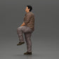 Diorama model building product photo 4: miniature figure: stout Asian man, looking up, in shirt, foot on step (Ref No. A101)