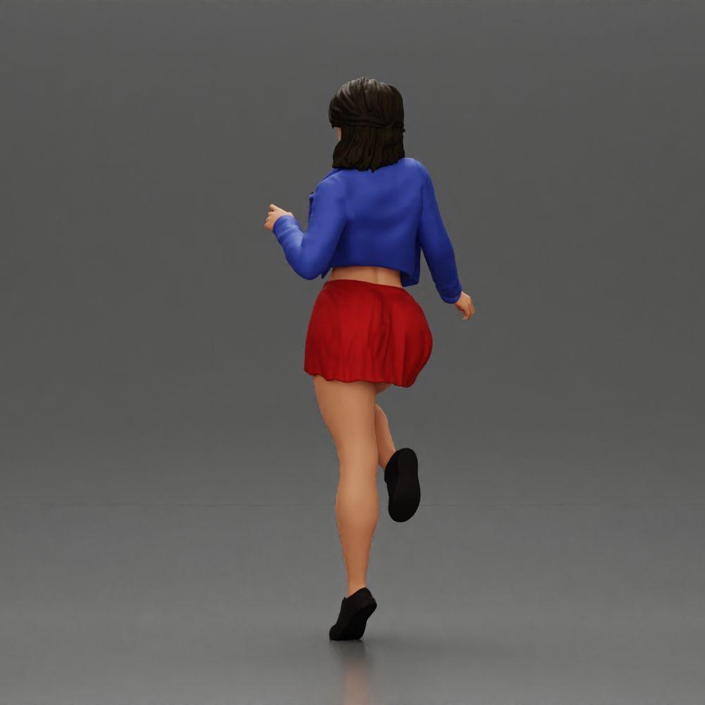 Diorama model building product photo 4: Miniature: Confident woman in short jacket and miniskirt, dynamic pose (Ref No. A139)