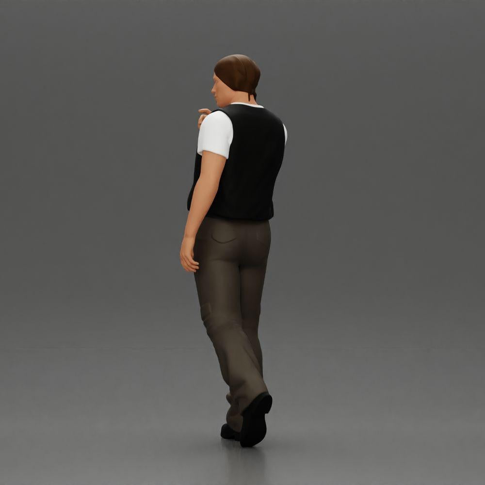 Diorama Modellbau Produktfoto 4: Gehende Miniaturfigur, Mann mit Kopftuch und Weste für Diorama - detailliert (Ref Nr. A65)