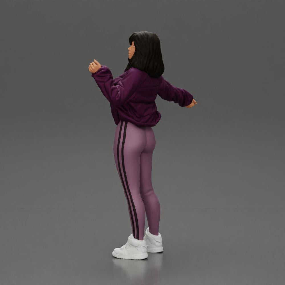 Diorama model building product photo 4: Diorama miniature: Woman in open jacket, crop top, and tight pants (Ref No. A114)