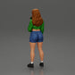 Diorama model building product photo 4: miniature figure: sporty girl standing with short jacket, shorts, and sneakers (Ref No. A74)
