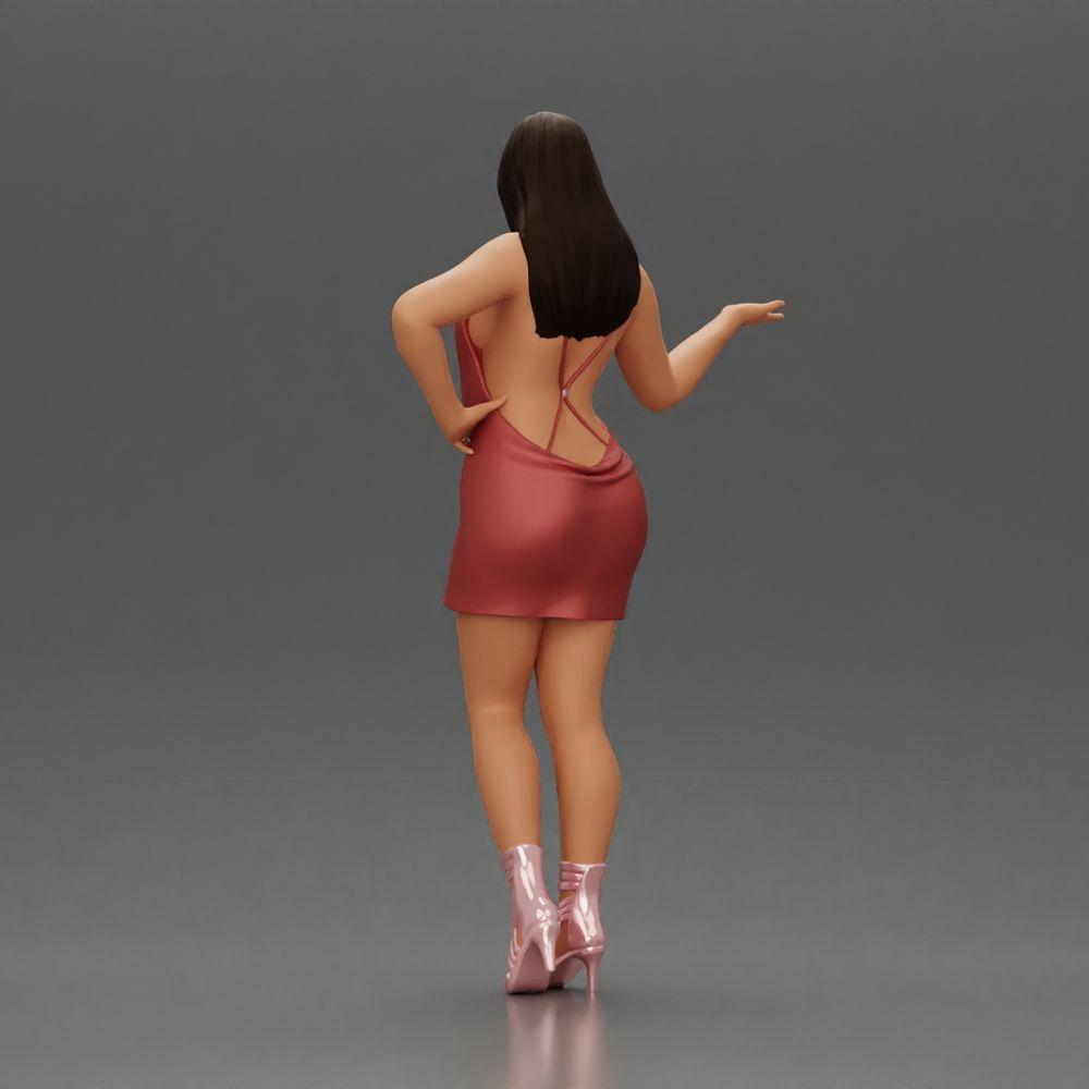 Diorama model building product photo 4: Diorama figure: elegant woman in mini dress, outstretched hand, necklace (Ref No. A118)