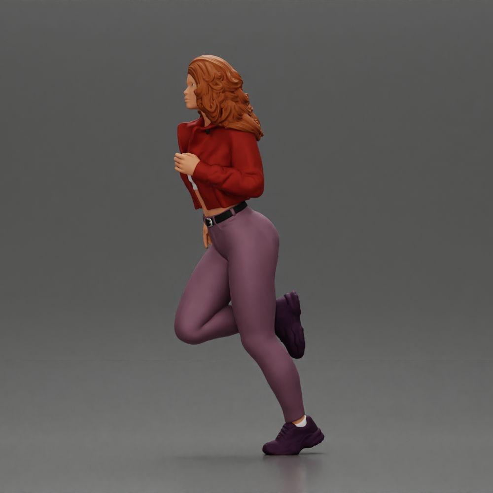 Diorama model building product photo 4: Diorama miniature figure: Running girl with long hair in jacket (Ref No. A96)