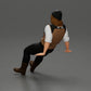 Diorama model building product photo 4: Sitting miniature figure, man in historical clothing with hat and suspenders (Ref No. A84)